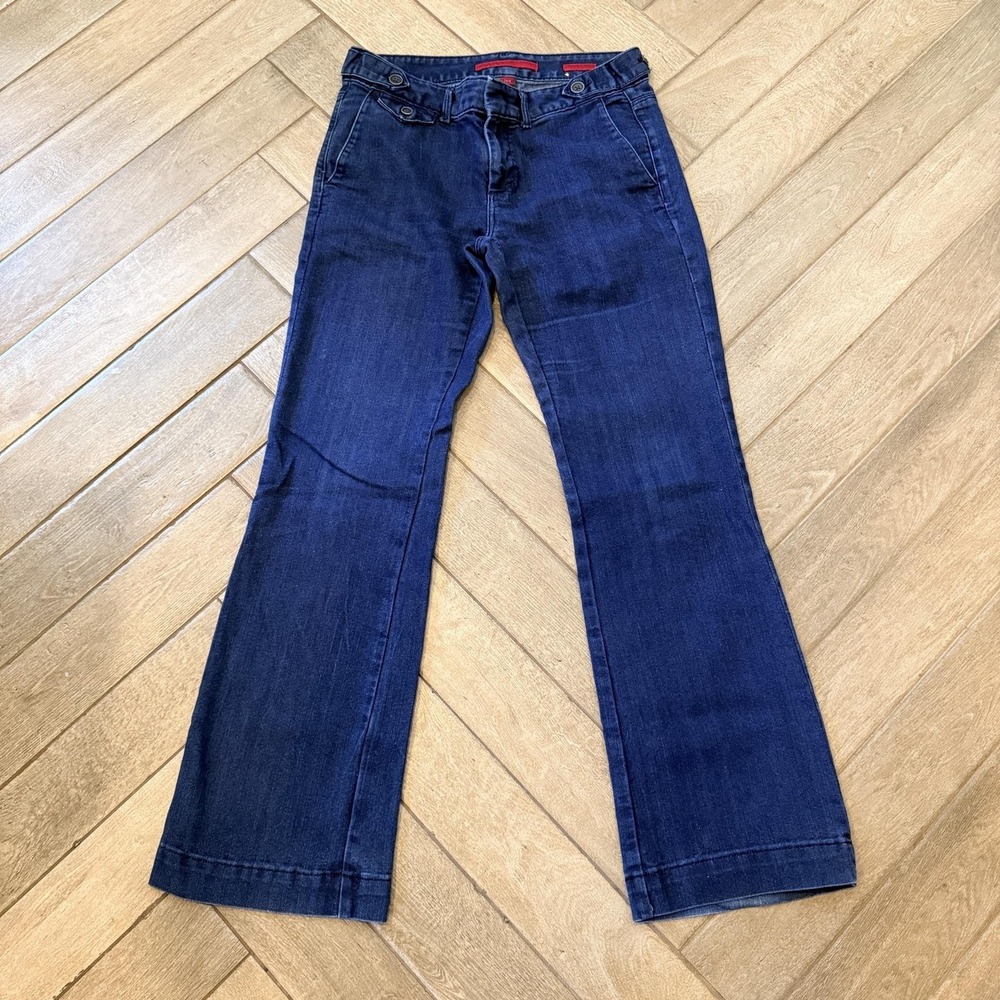 Banana Republic Jeans Womens 29 Dark Wash Blue Trouser Wide Leg Low Rise Denim
